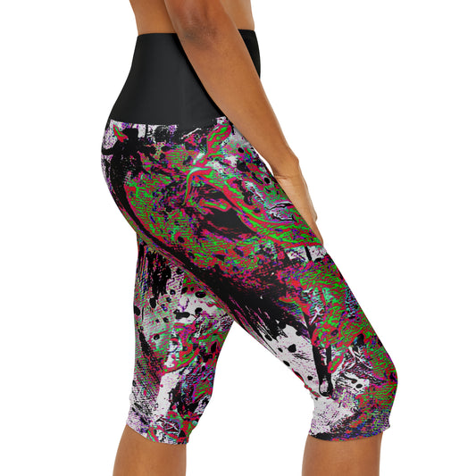 "Dreamy Love" (Cosmic Fusion - Green/Scarlet/Purple) - Yoga Capri Leggings