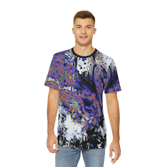 "Dreamy Love" (Cosmic Fusion - White/Black/Sapphire) - Men's Polyester Tee