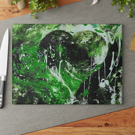 "Dreamy Love" (Shamrock Green) - Glass Cutting Boards