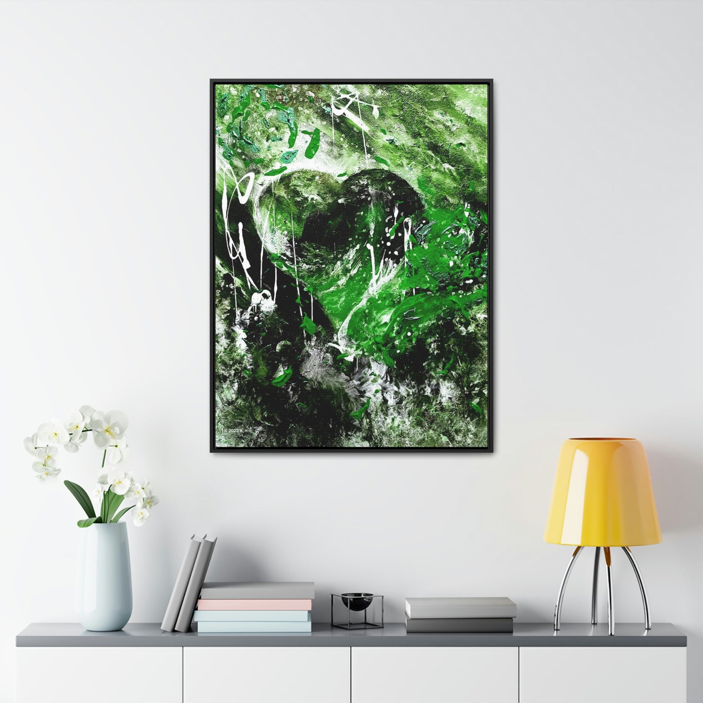 "Dreamy Love" (Shamrock Green) - Gallery Canvas Wraps, Vertical Frame