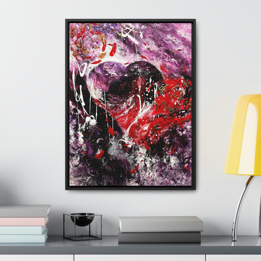 "Dreamy Love" (Scarlet/Plum) - Gallery Canvas Wraps, Vertical Frame