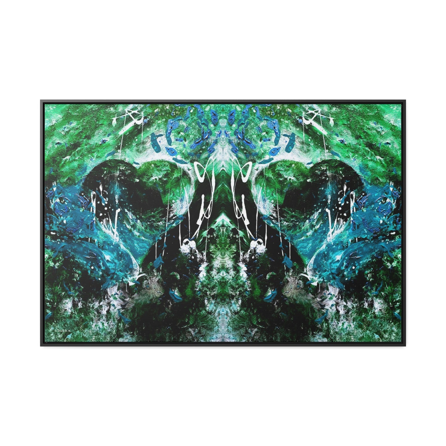 "Dreamy Love" (Forest Green/Teal II) - Gallery Canvas Wraps, Horizontal Frame