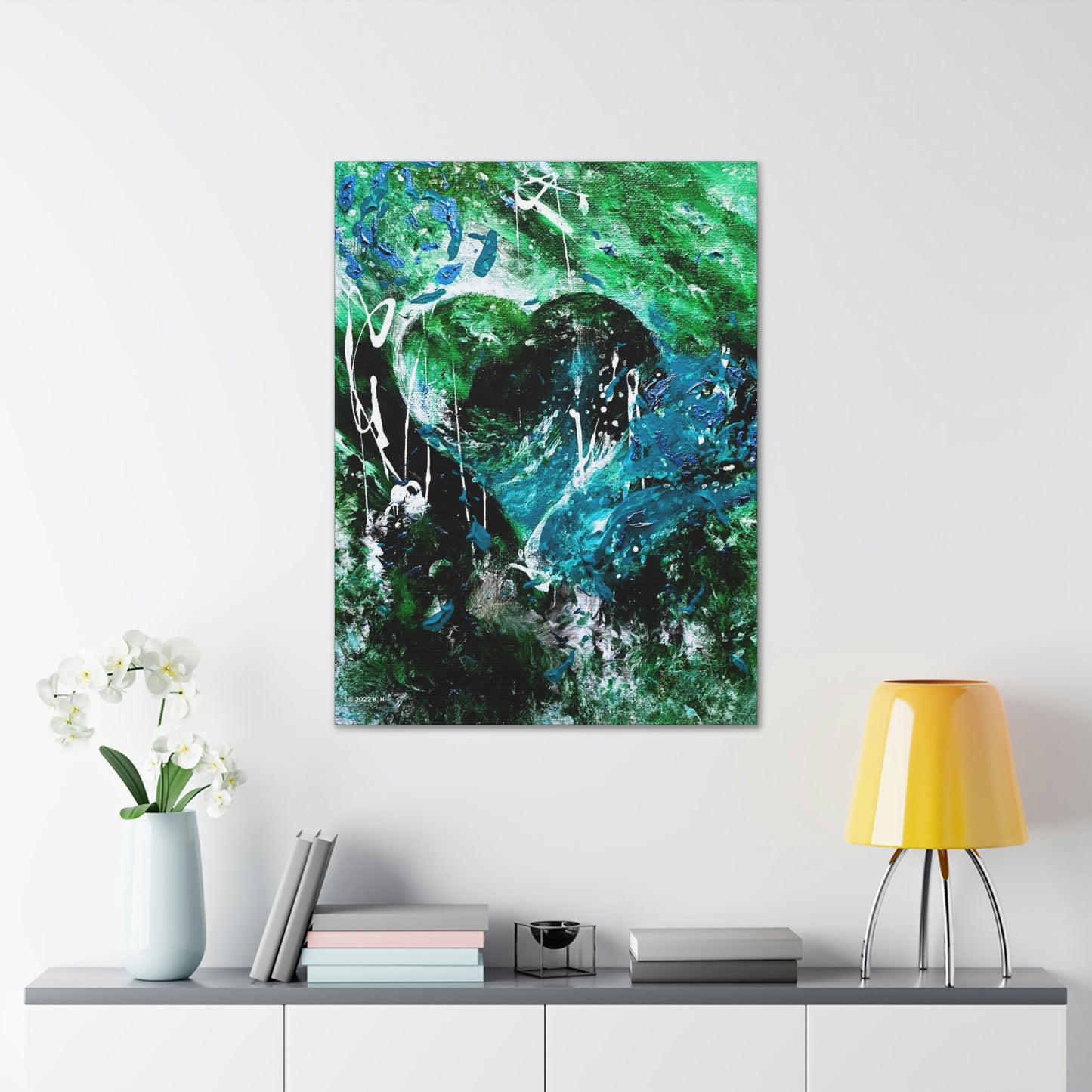 "Dreamy Love" (Forest Green/Teal) - Canvas Gallery Wraps