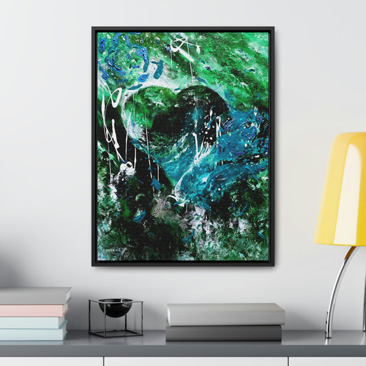 "Dreamy Love" (Forest Green/Teal) - Gallery Canvas Wraps, Vertical Frame
