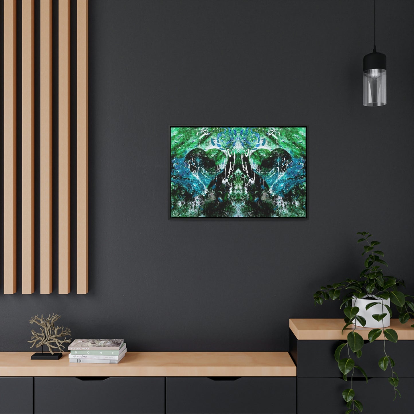 "Dreamy Love" (Forest Green/Teal II) - Gallery Canvas Wraps, Horizontal Frame