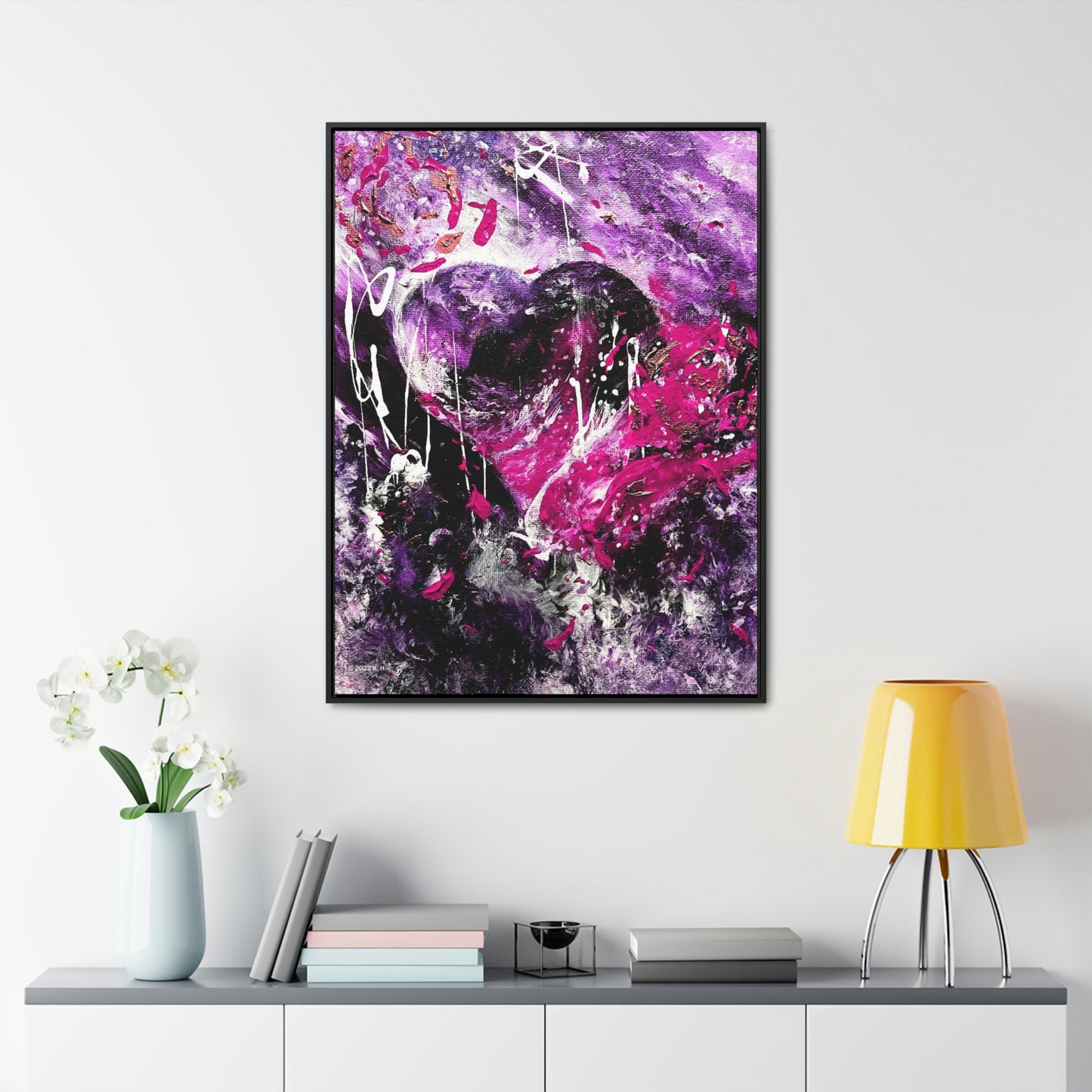 "Dreamy Love" (Magenta/Hot Pink) - Gallery Canvas Wraps, Vertical Frame