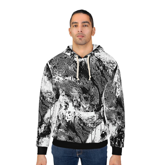 "Dreamy Love" (Cosmic Fusion - White/Black/Gray) - Unisex Pullover Hoodie (w/ heart)