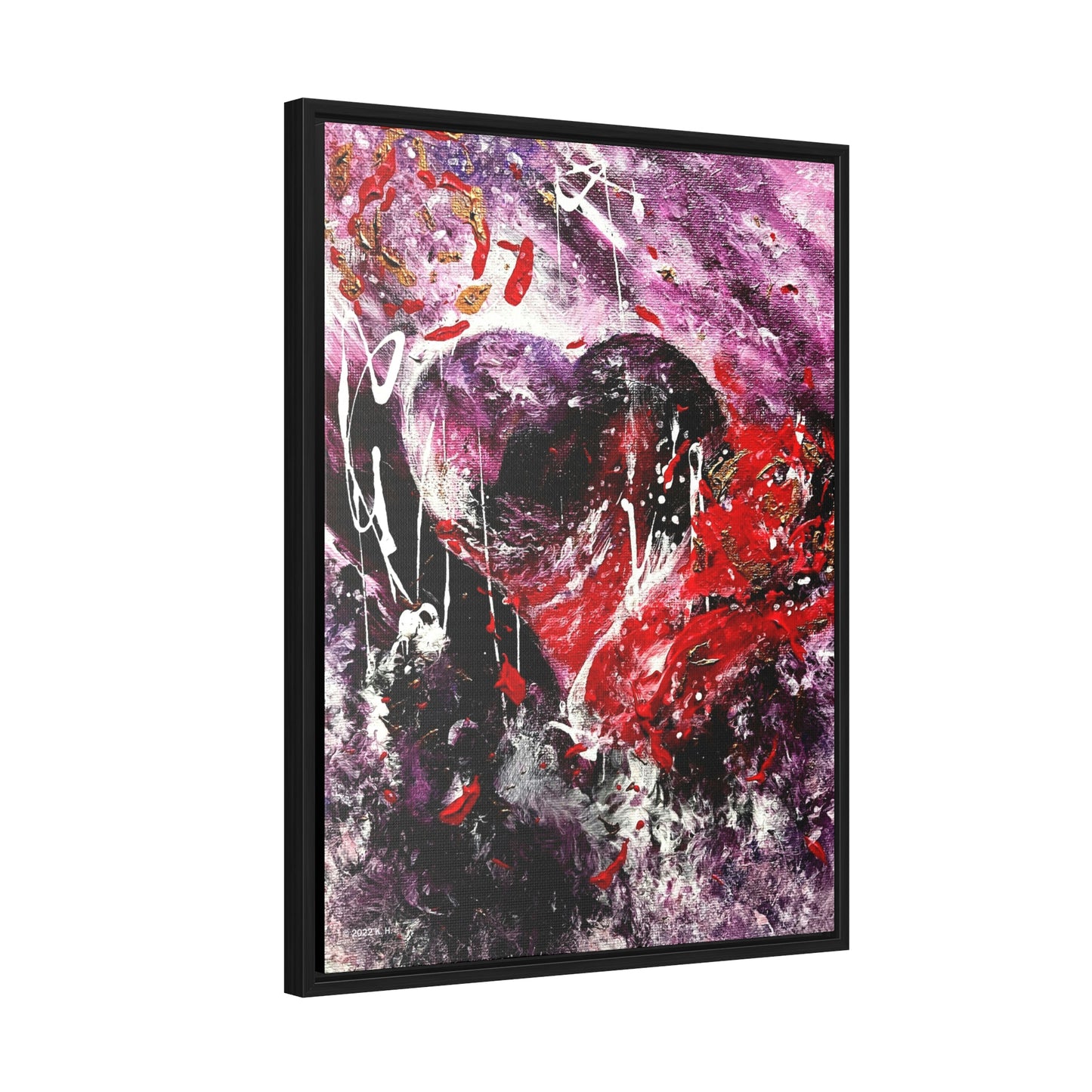 "Dreamy Love" (Scarlet/Plum) - Gallery Canvas Wraps, Vertical Frame