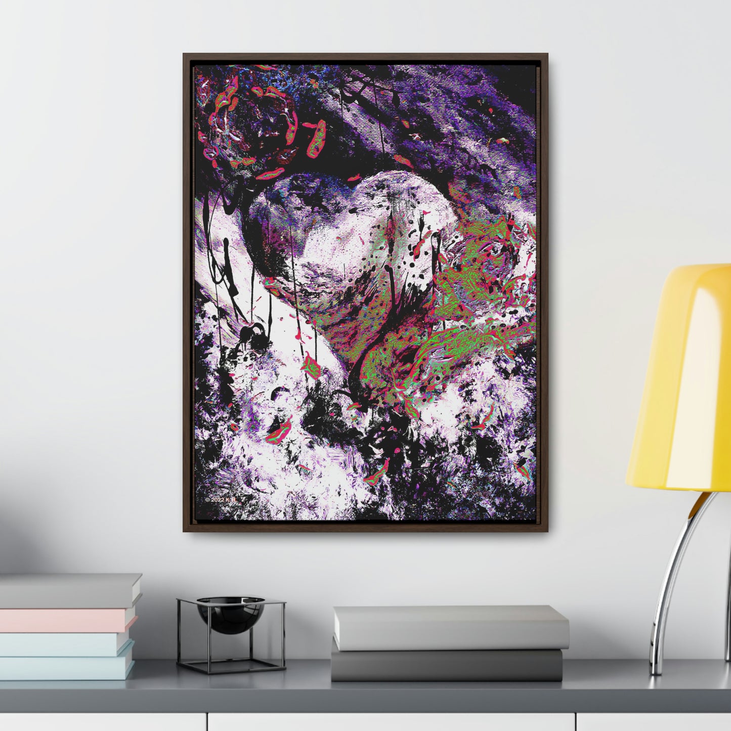 "Dreamy Love" (Cosmic Fusion - Black/White/Purple) - Gallery Canvas Wraps, Vertical Frame