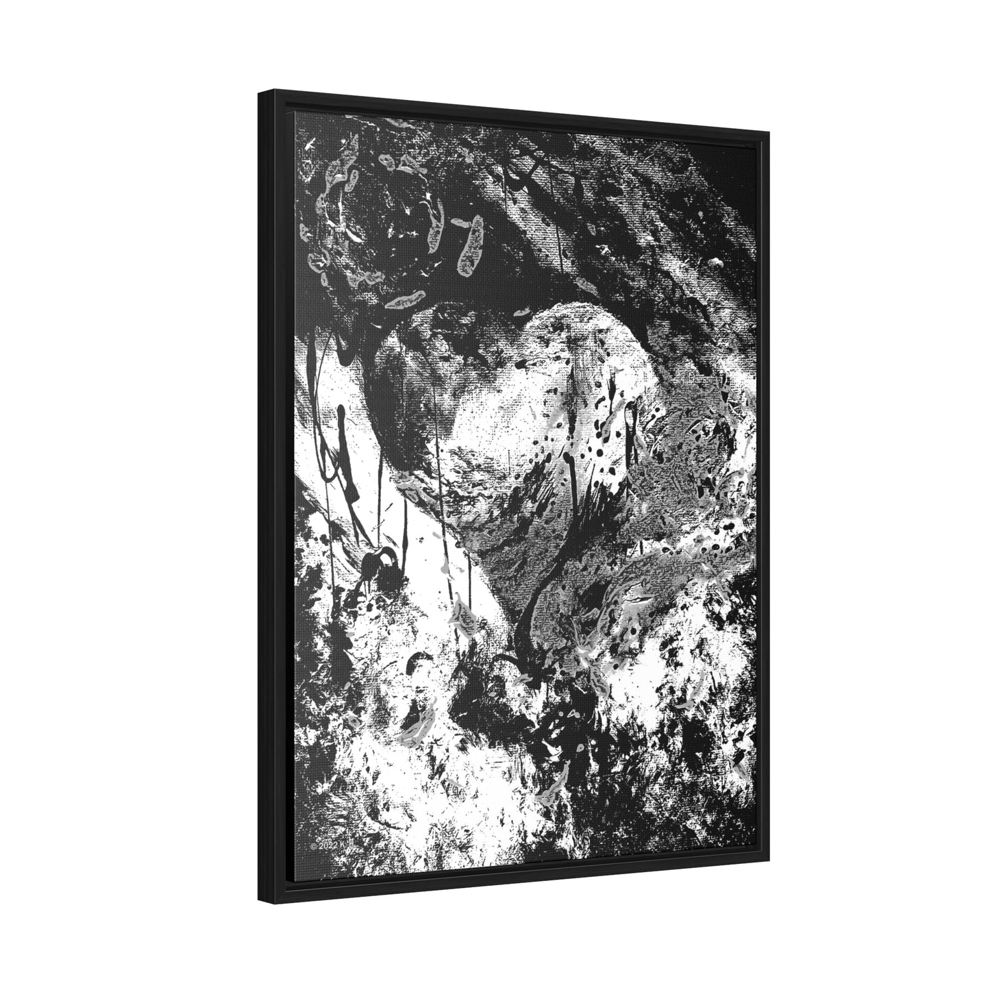 "Dreamy Love" (Cosmic Fusion - Black/White/Gray) - Gallery Canvas Wraps, Vertical Frame